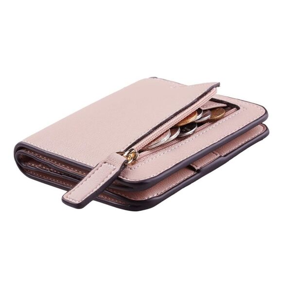 Handbags - Light Pink Leather Compact Wallet